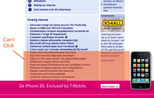 T-Mobile banner on nu.nl